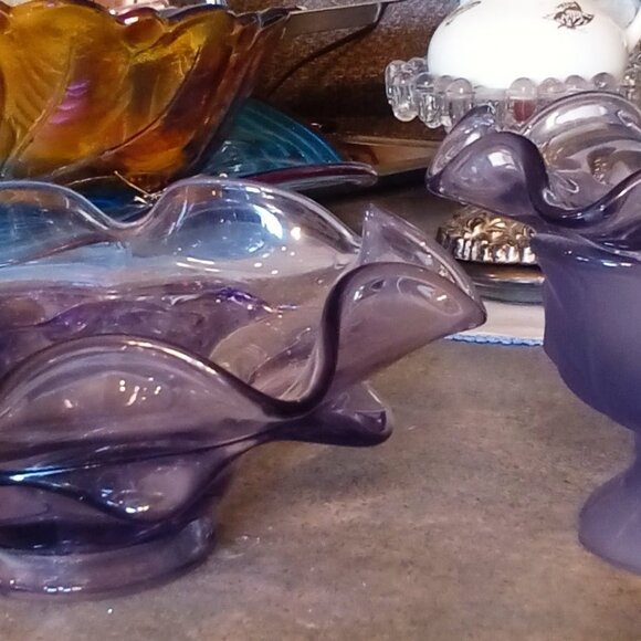 Purple Glass Compote - Picture 7 of 8